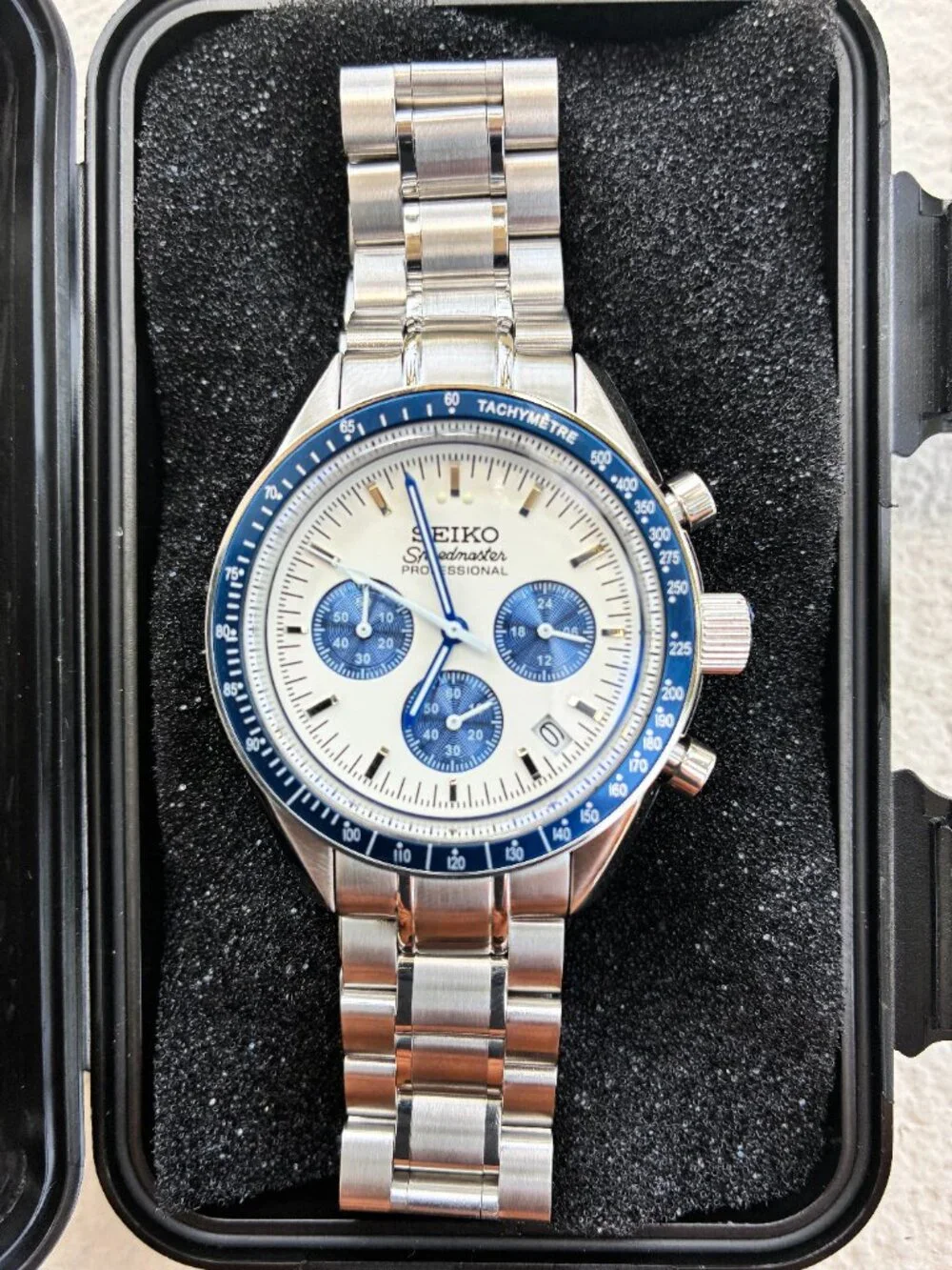 Seiko 42mm Blue Professional Chronograph Watch S.S. Bracelet EPOC